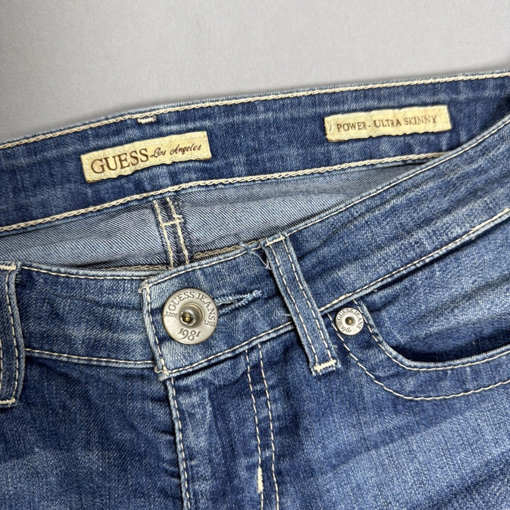 Guess Power Ultra Skinny Low-Rise Jeans‎ Womens 29x30 Medium Wash Blue Denim - Picture 6 of 16
